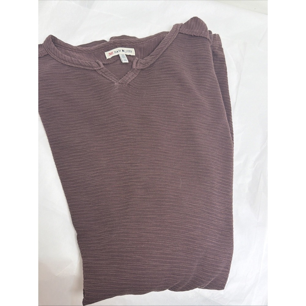 32 Bar Blues Mens  2XL Raw Casual Long‎ T-shirt Style Mauve Shirt Long Sleeve